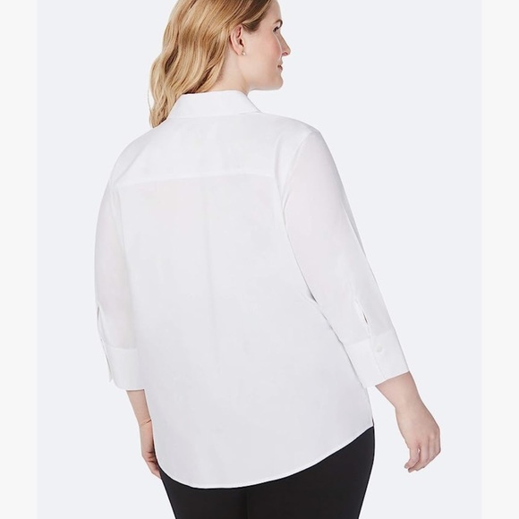 Foxcroft Unisex Stretch 3/4 Sleeve Blouse White 24 Plus - Picture 2 of 5